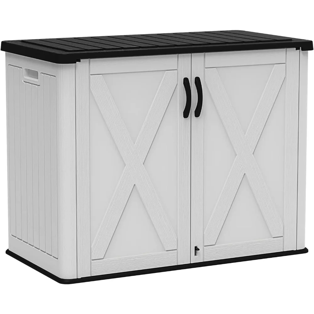 

26 cubic feet outdoor storage cabinet - Garden terrace horizontal storage shed - Durable backyard storage box