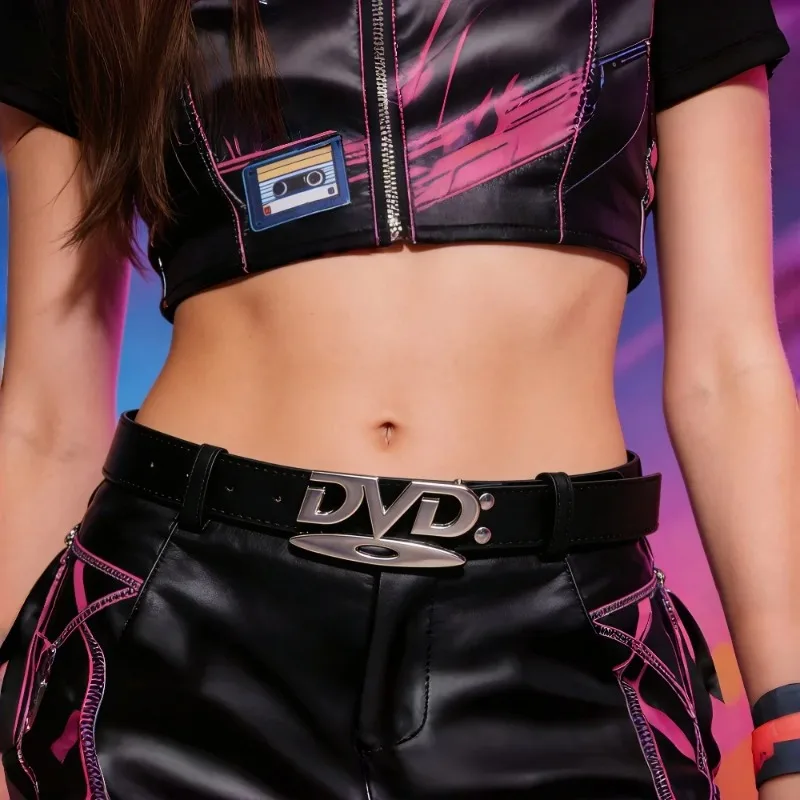 Fashionable Women's Belt Hip-Hop Y2K Belt DVD Buckle Niche Belt Retro Design Women's Sensual Beltche Belt Jeans Decoration image 2