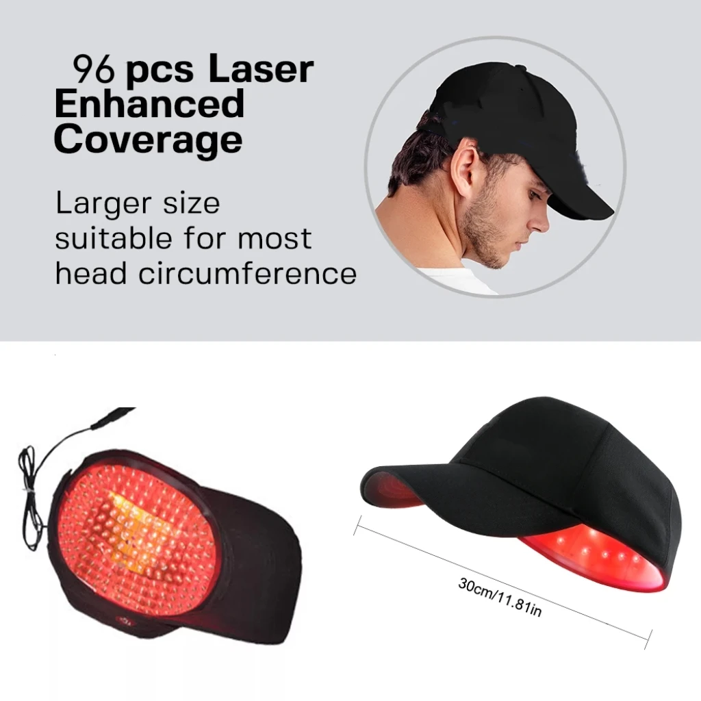 Rechargeable Hair Regrowth Cap - 96 Laser Diodes Treat Scalp Hair Loss, Convenient for Daily Use