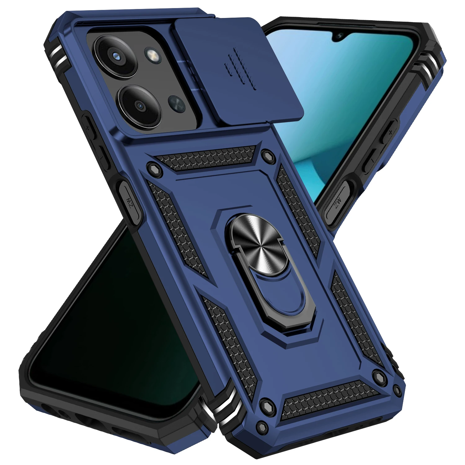 Rüstung Stoßfest Fall Für Xiaomi Redmi 15C 4G 5G 173,2mm Metall Ring Halter Schiebefenster Kamera objektiv Schutz Zurück Abdeckung