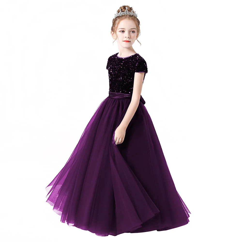 Dideyttawl Customized Sequin Flower Girl Dress For Wedding Party Tulle Puffy Skirt Girl Birthday Pageant Gown  Junior Bridesmaid