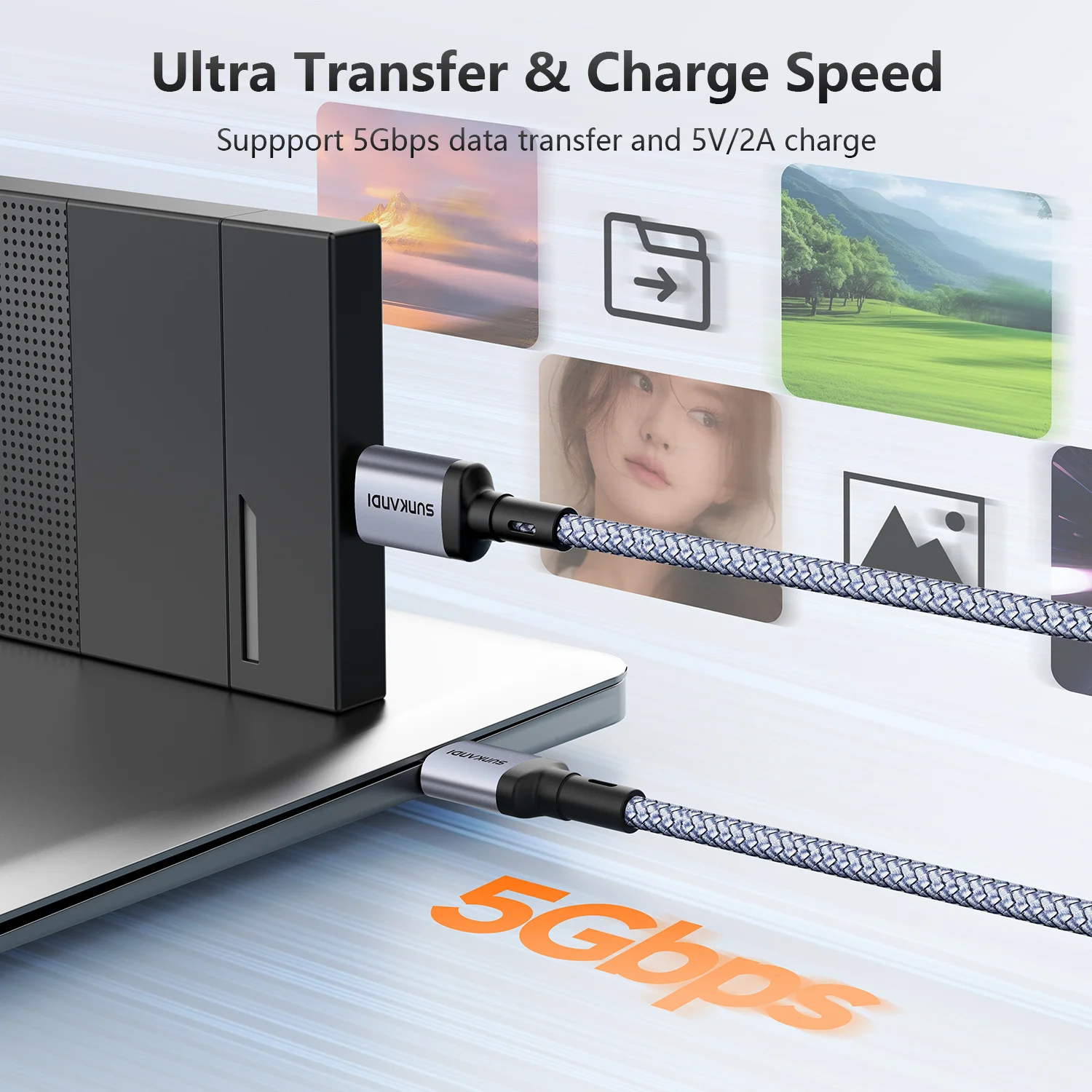 SUNKANDI USB 3.0 Micro Cable, USB 3.0 Type A to Micro B Cord for Samsung Galaxy S5 Note 3 Camera Hard Drive and More