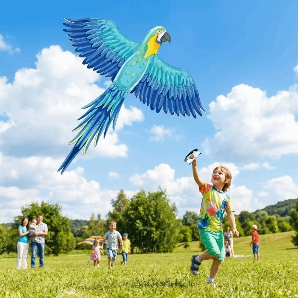 쉽게 날릴 수 있는 대형 새 연, 앵무새 연, 100M 연줄, 어린이 연, 잘 날리는 야외 장난감, 동물 풍선 연, 재미있는 스포츠