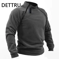 Inverno Militar dos homens camisola, velo zíper pulôver, monocromático, cordeiro solto, roupa grossa, streetwear, marca, alta qualidade