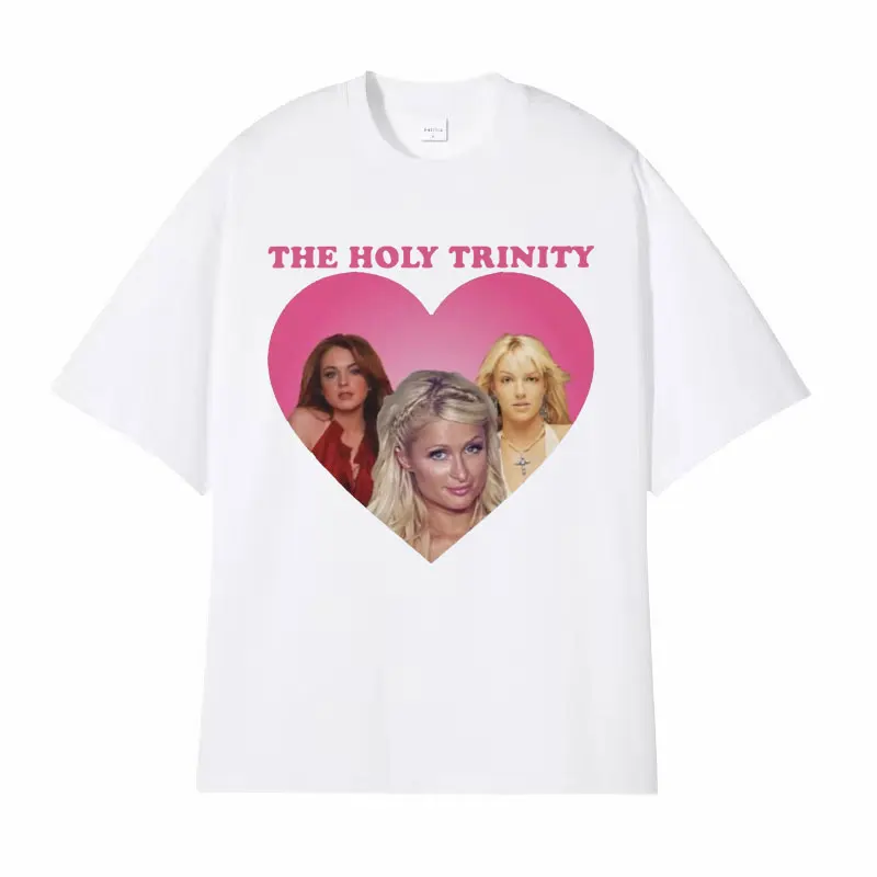 The Holy Trinity Britney Spears and Lindsay Lohan T-Shirt Men Women Clothing Fashion T-shirts Harajuku Retro 100% Cotton T Shirt