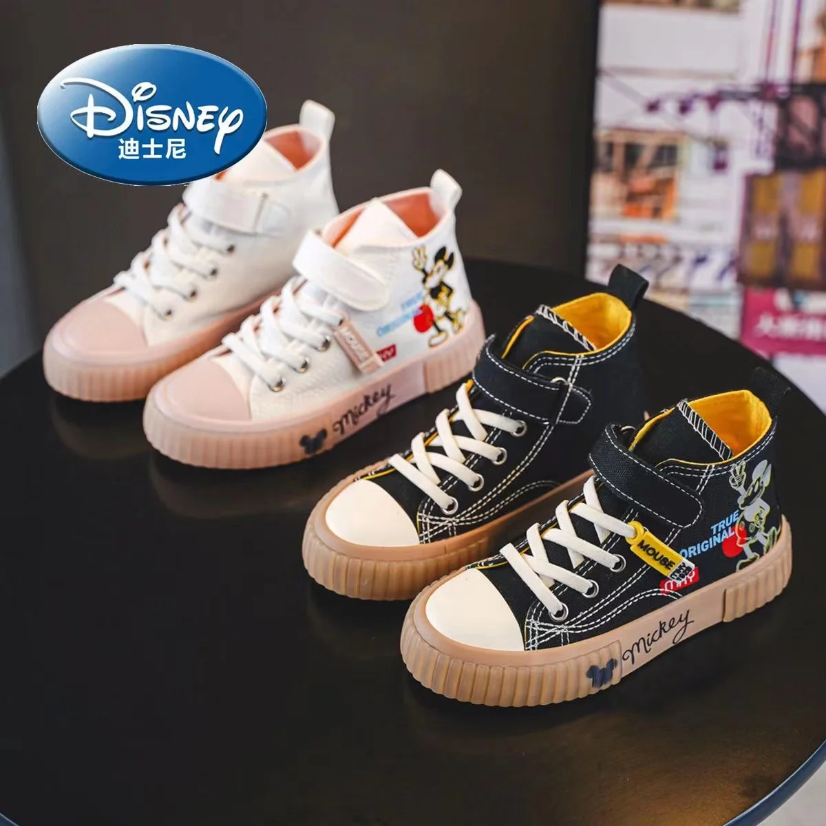 mickey spring autumn high-top canvas shoes girls princess new cartoon baby canvas shoes children's parent-child casual shoes