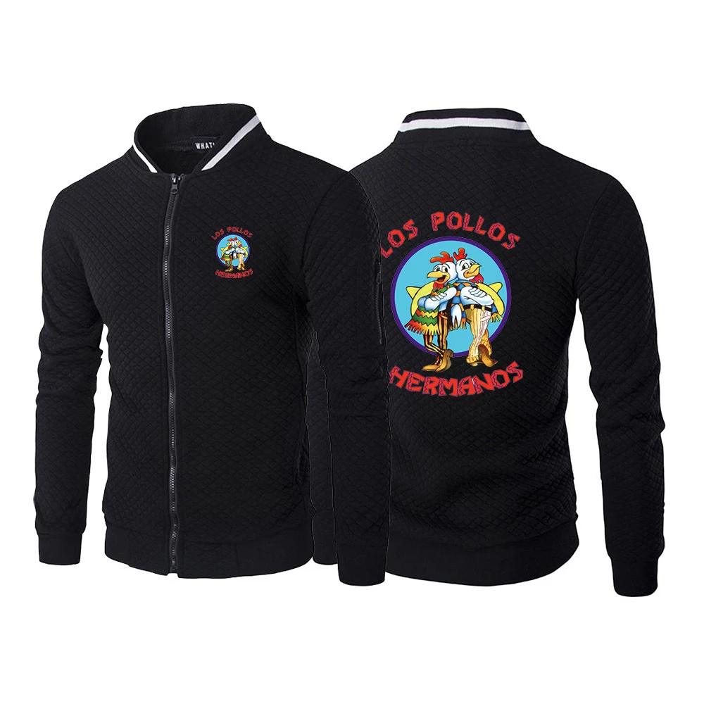 2025 Leisure Hoodies Spring And Autumn Man's Cardigan Jacket Breaking Bad LOS POLLOS Logo Print Round Neck Slim Zipper Coat