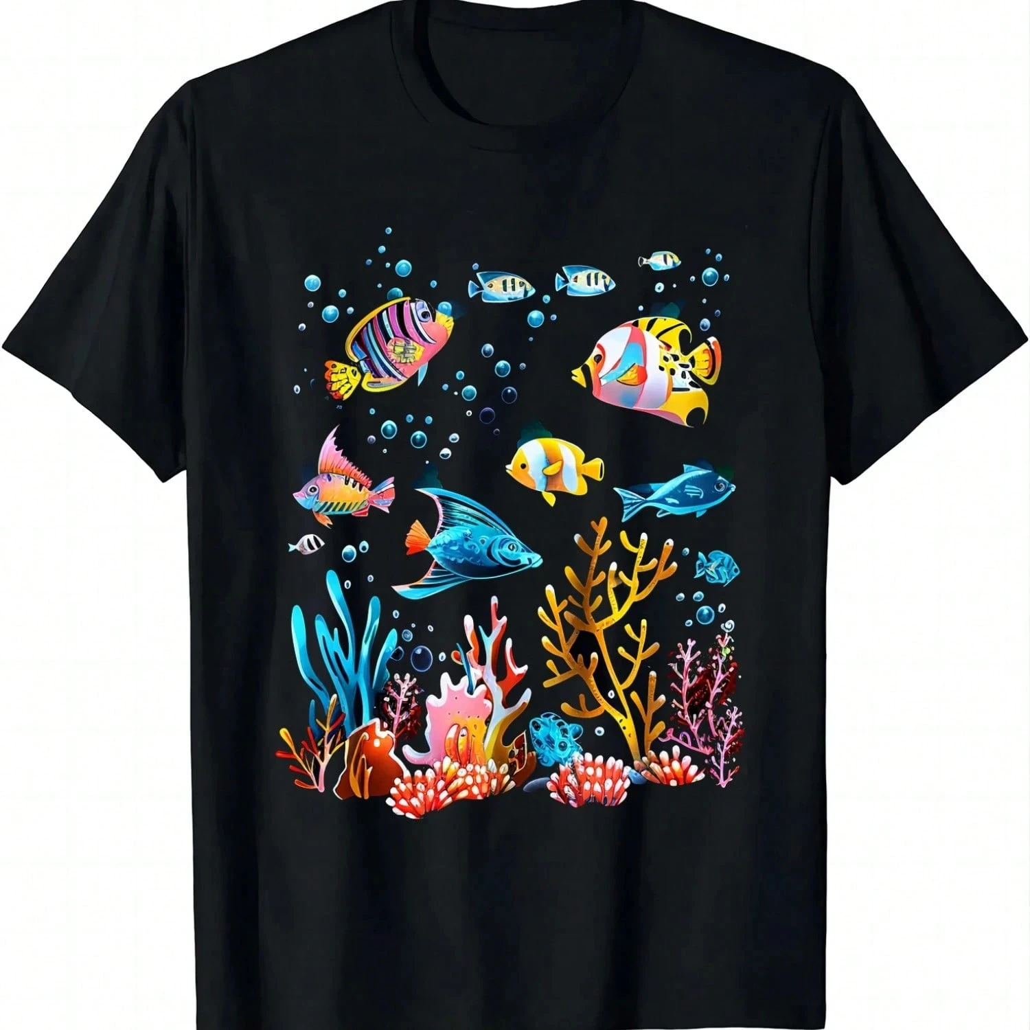 Bunte Fische Schwarm T-Shirt Lebendige Ozean Leben T Shirts Grafik T Shirts Männer Kleidung Tops Hip Hop Streetwear männer Kleidung t