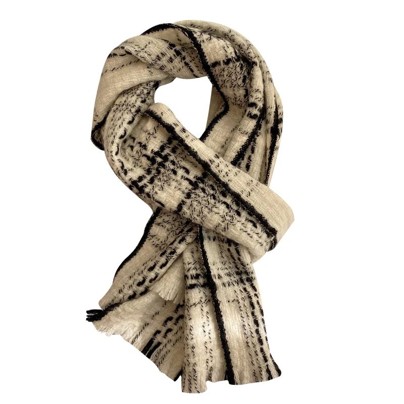 Ele Sciarpa Camere in tessuto stretto Semplice Bla Bianco Inverno Faion da donna Versatile Calore puncholo Coreano Sle