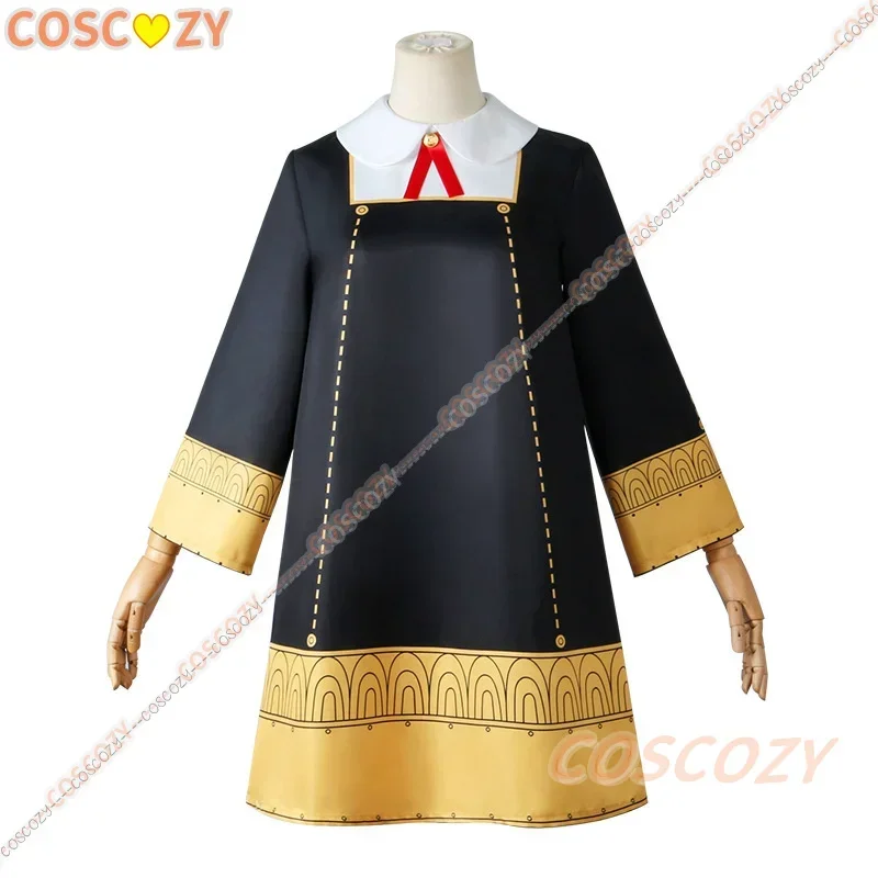 Anime Spy x Family Anya Forger Cosplay Costume Kids Adults Black Dress Kawaii Girls Women Dress Pink Wig Party Role Play Outfits