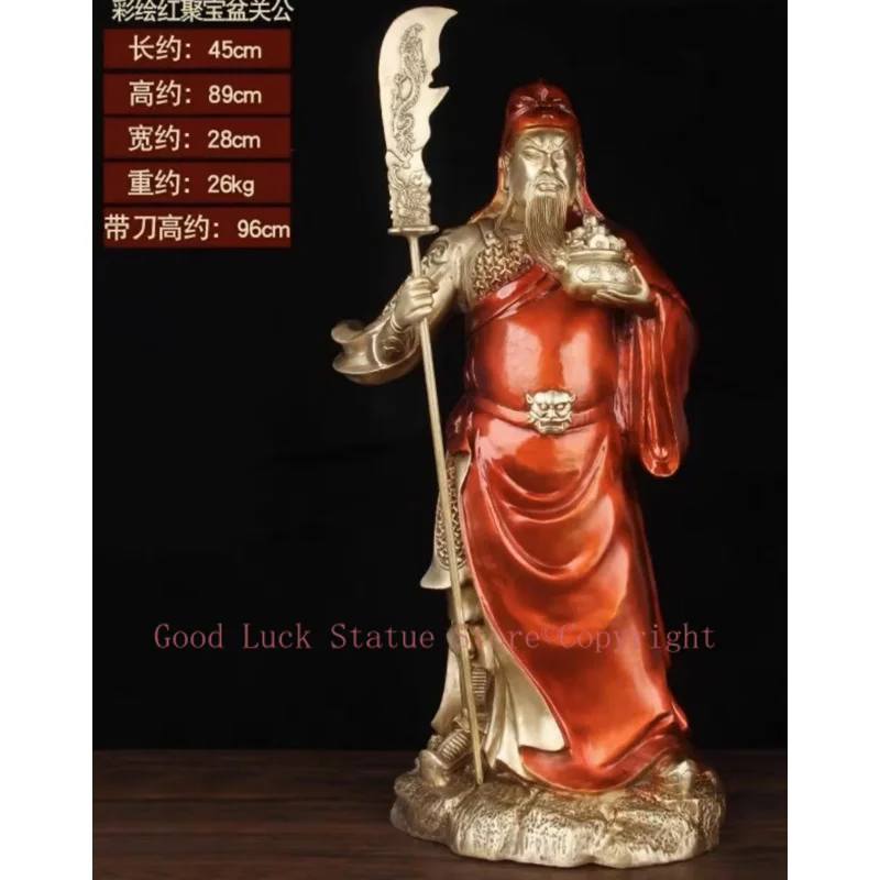 88CM HUGE 2024 HOME Company TOP decoration Recruit money wealth Dispel bad luck COPPER GUAN GONG God of fortune statue