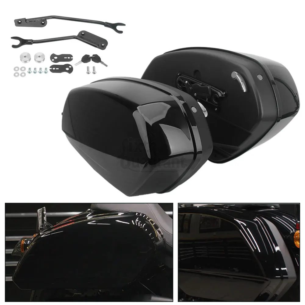 Motorcycle 1 Pair Quick Release Hard Saddlebags Trunk w/Latch keys ABS Plastic Fit For Harley Low Rider ST FXLRST 2022 2023 2024