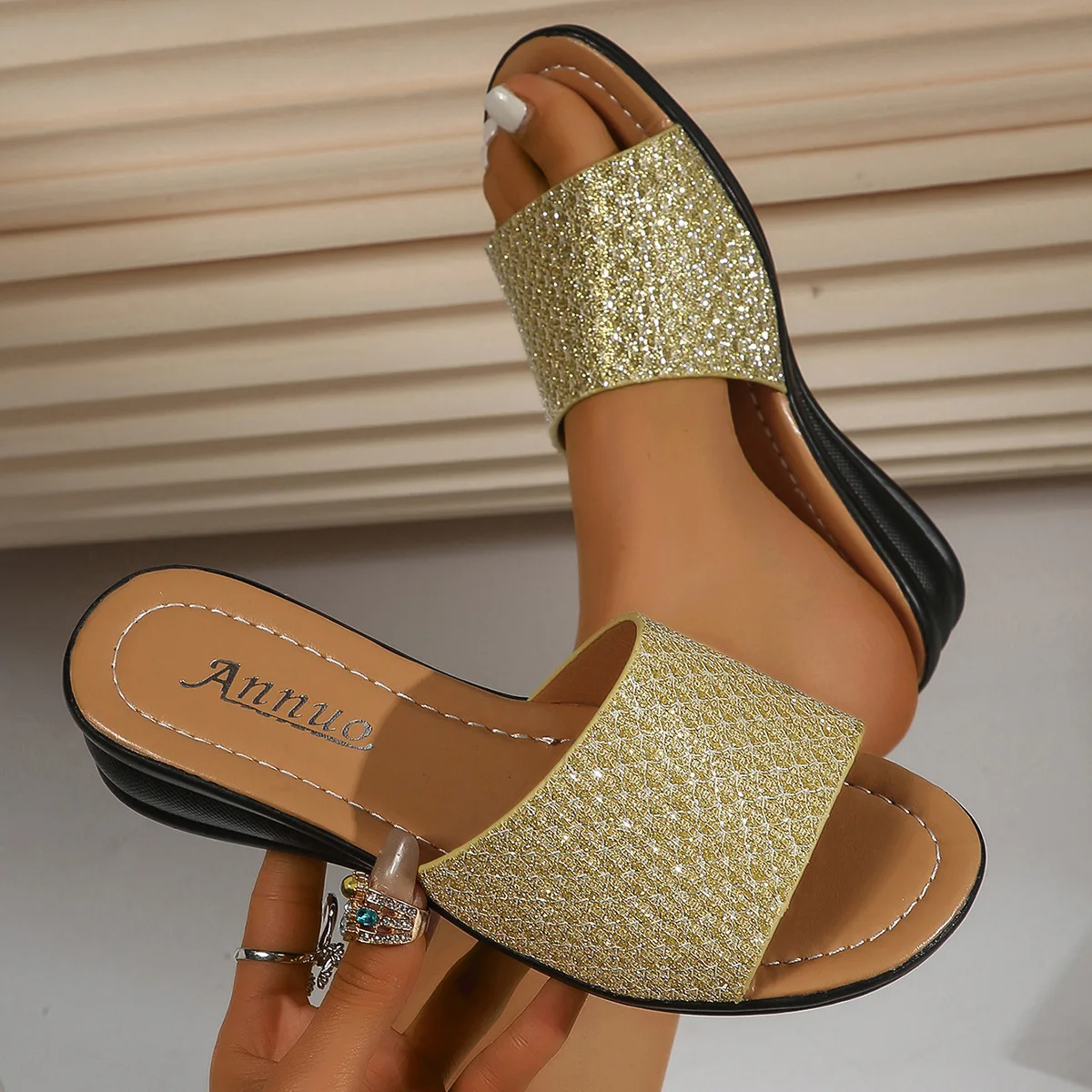 

Shoes Low Fabric Rubber Hoof Heels Rome PU Shoes Low Rubber Fabric Rome Hoof Heels