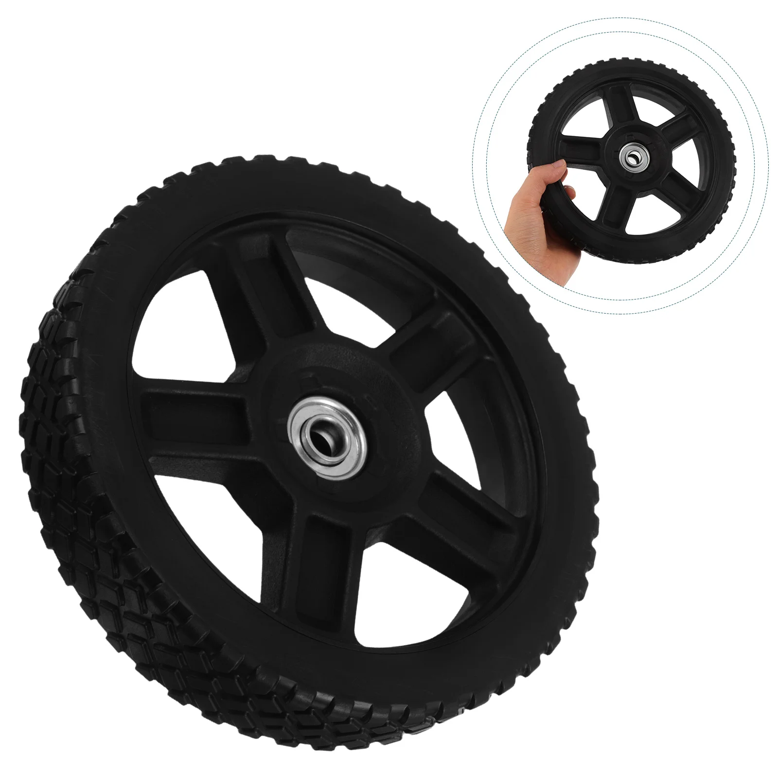 

8 Inch Plastic Rubber Lawn Mower Wheel Heavy Duty Front Support Black Garden Lawn Mower Wheel Tool Replacement Part