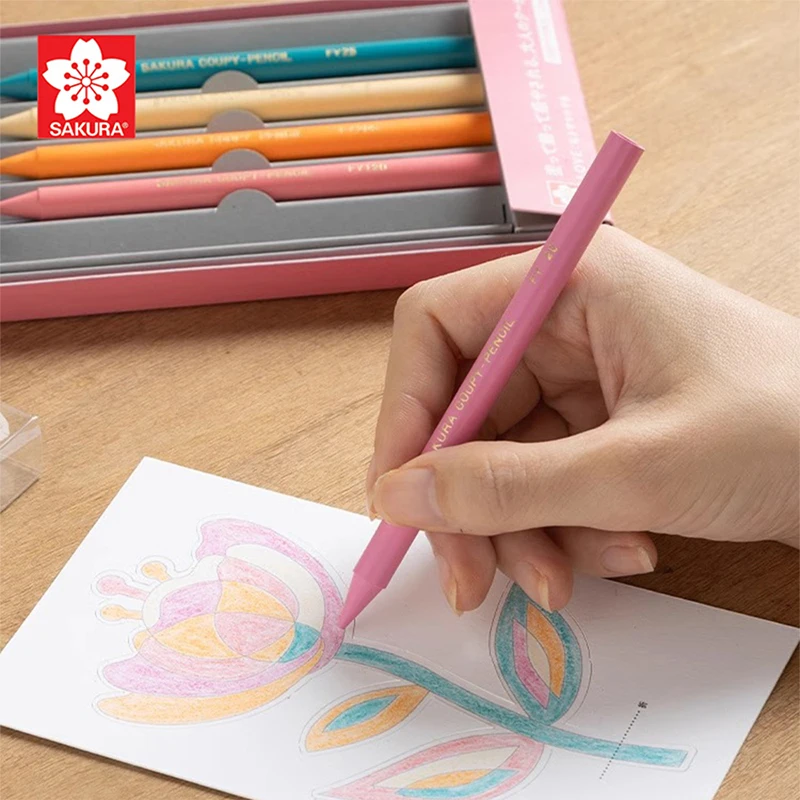 ชุดดินสอสีซากุระแบบเต็มแกนชุดด้ามไม้ภาพร่างการวาดภาพของศิลปินสำหรับการออกแบบงานศิลปะของนักเรียน FY5RE 5ชิ้น