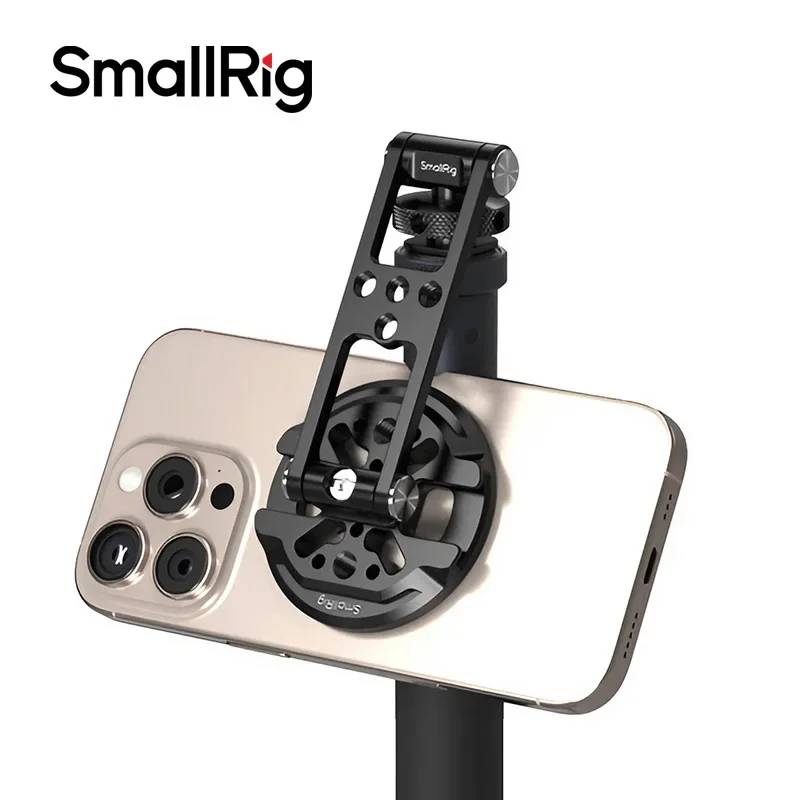 Magnetyczny metalowy uchwyt na telefon SmallRig z mocowaniem typu cold shoe, regulowany, obrotowy adapter do statywu do telefonu, kompatybilny z iPhone i kamerami, model 5156 — zdjęcie produktu 7