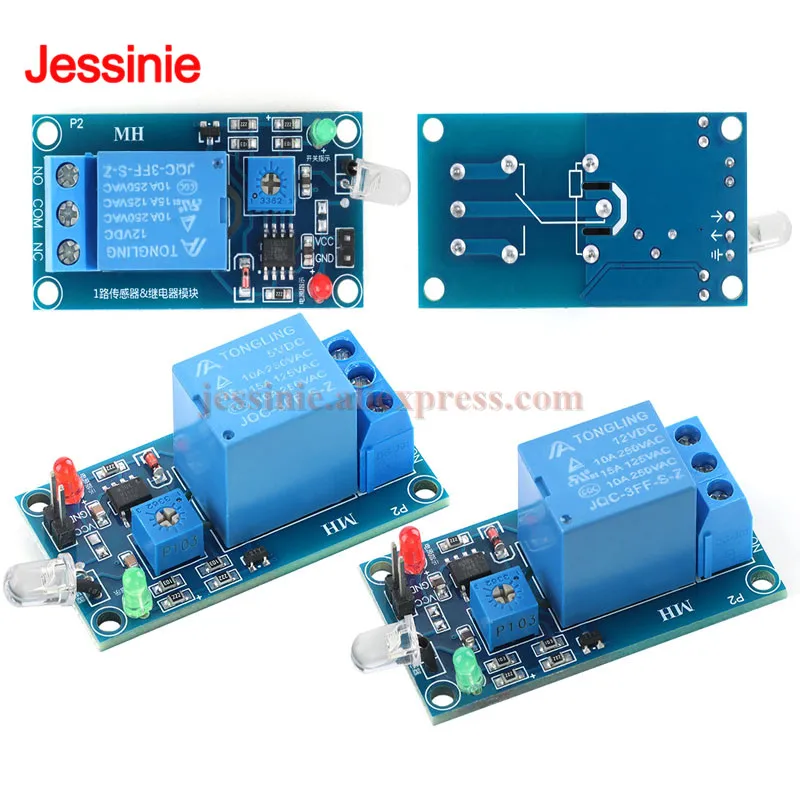 5pcs/1pc 5V 12V Light Control Switch Photoresistor Relay Module Detection Sensor Controller Photodiode For Arduino