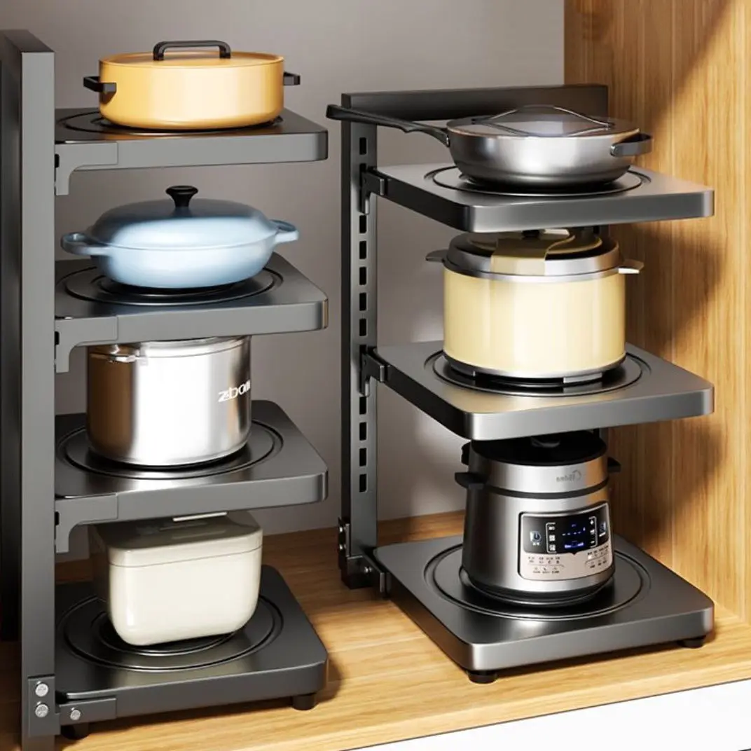 Multi-functional Floor-Standing Rack for Kitchen Sink, Pot and Pan Holder