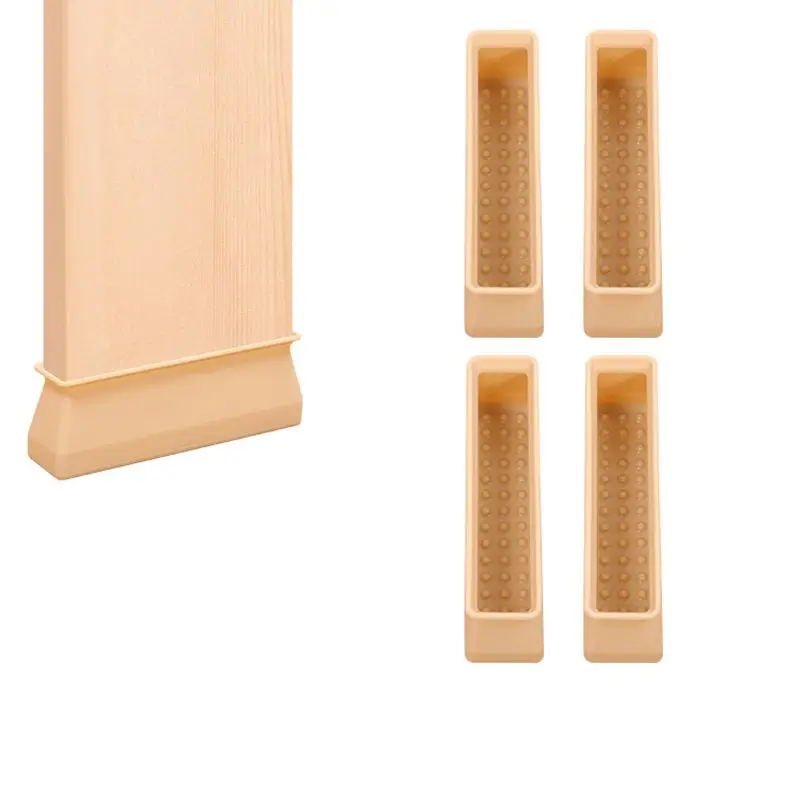 4PCS/Set Furniture Silicone Protection Cover for Bed Legs, Rectangle Leg Caps Furniture Leg Silicone Floor Slip Bottom Pad
