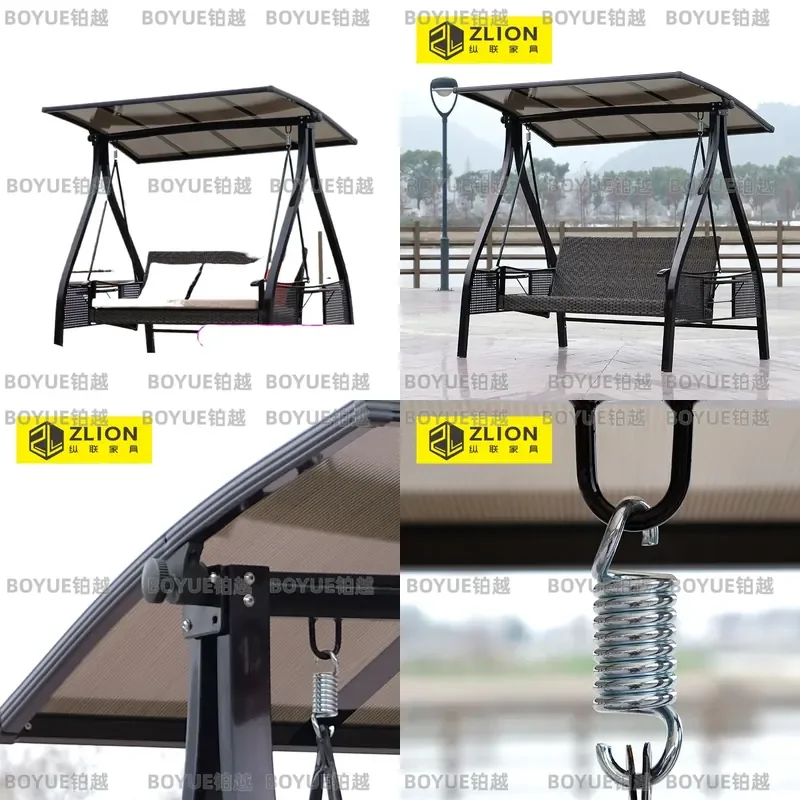 Solar Cast Aluminum Outdoor Swing Chair Double Hanging Basket Balcony Rocking Seat Patio Garden Furniture Leisure Hammock
