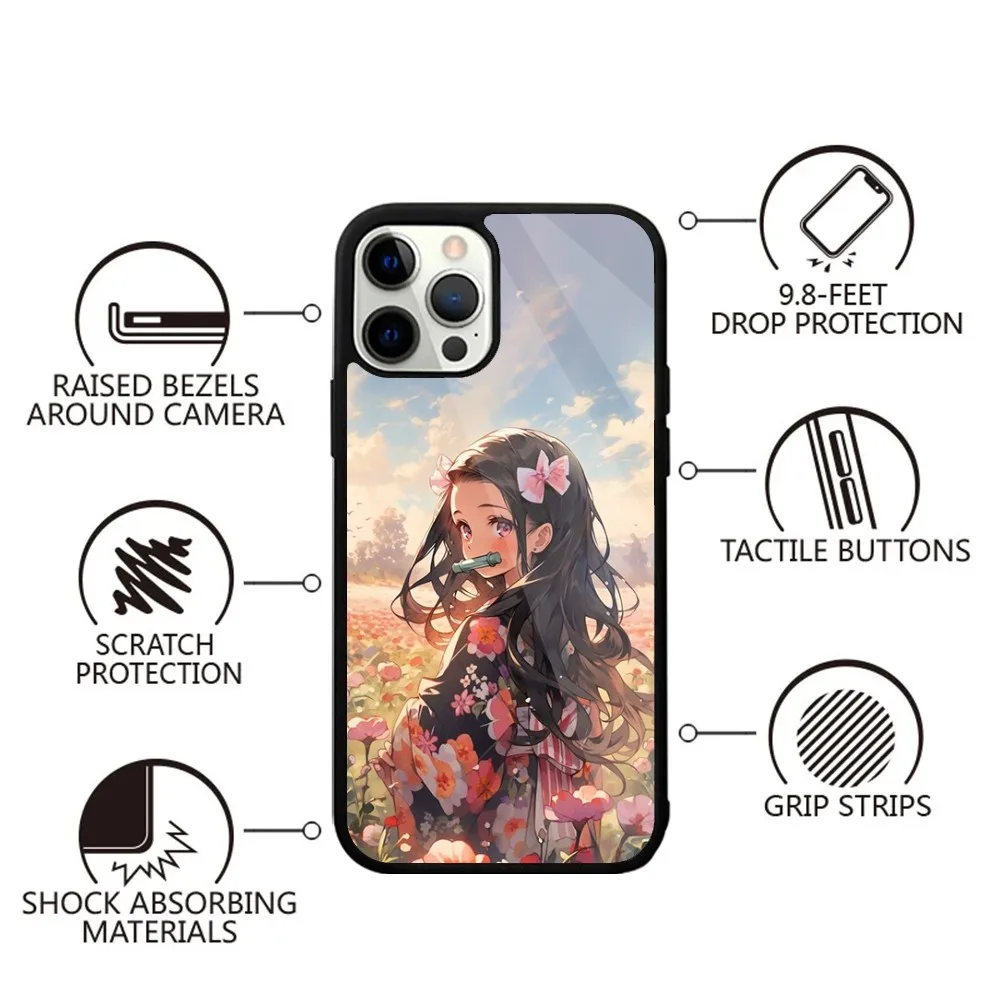 Anime D-Demon Slayer N-Nezuko Phone Case For iPhone 15,14,13,12,11,Plus,Pro,Max Mini Magsafe Magnetic Wireless Charging