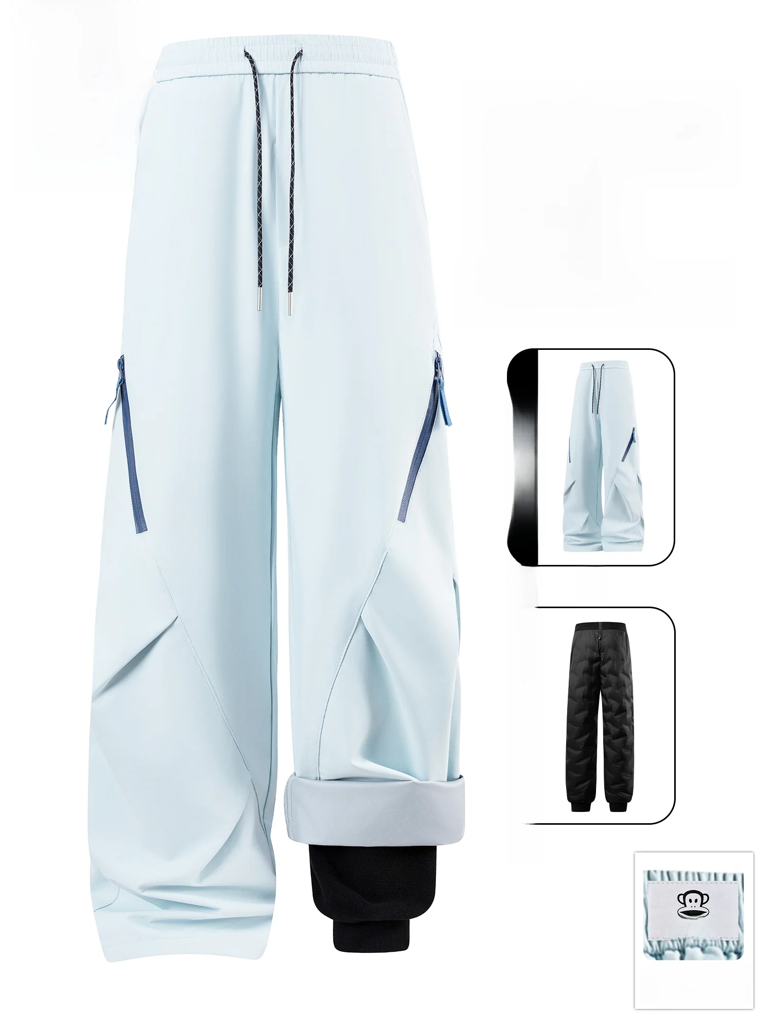 

Мужские зимние термобрюки Paul Frank Du Down Thermal Tee-in-One для активного отдыха, устойчивые к холоду, рабочая одежда, повседневные брюки прямого кроя из полиэфирного волокна