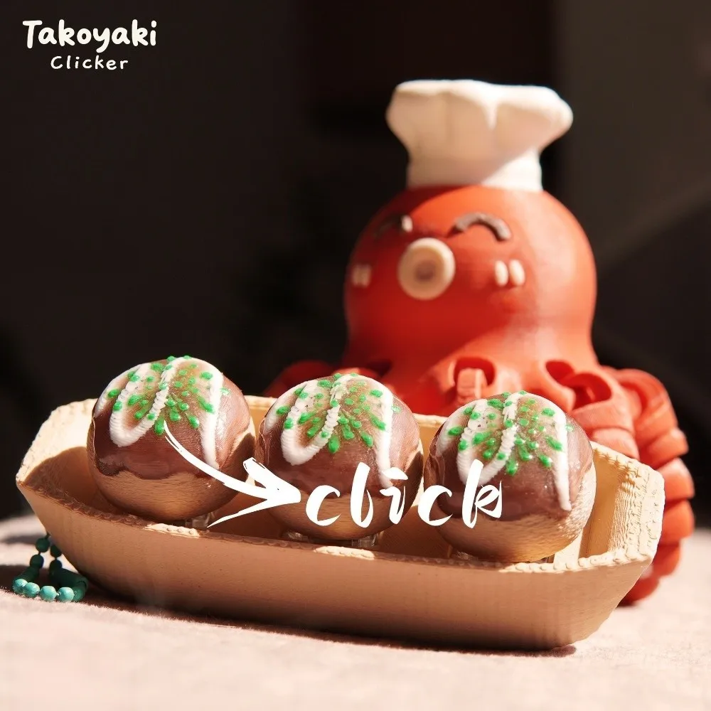 Clicker Sound Takoyaki Clicker Keychain Sensory Fingertip Keyboard Keychain Portable Japanese-style Takoyaki Clicker Keyring
