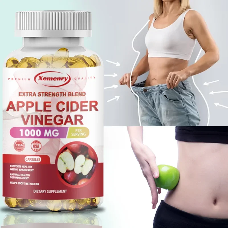 

Apple Cider Vinegar Capsules - Healthy Weight Management, Fat Burning, Appetite Suppression, Digestive Health