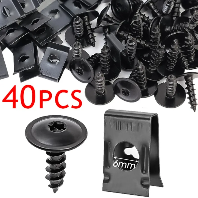 Mixed Car Auto Metal Screw Tapping Fastener Clip U-Type Clip with Screw Anti-rust Protection Clip Screw Buckle Iron Sheet