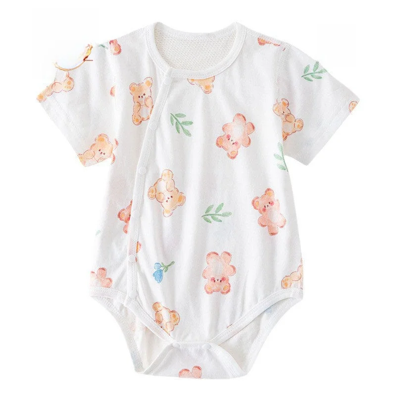 Body de Bebê de Algodão Puro com Manga Curta, Roupa de Escalada Fina com Malha Respirável nas Costas, Roupa de Verão Unissex ...