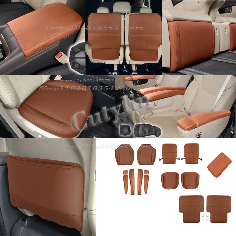 For Toyota Alphard Vellfire 40 Series 2023-2025 Car Leather Rear Front Seat Row Storage Protective Cover Trim Armrest Box Pad