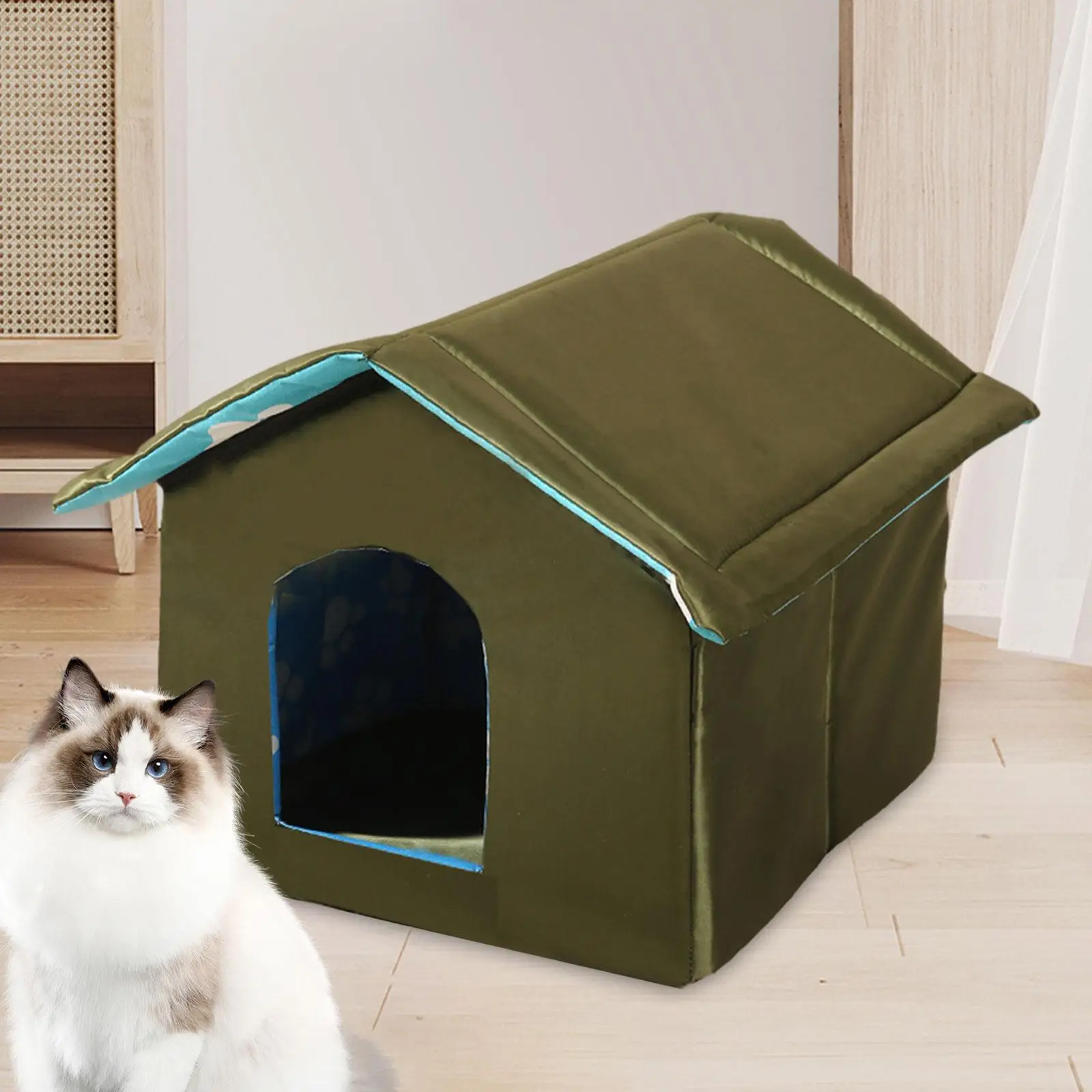 Stray Cats Shelter Weatherproof Kennel Bed Rainproof Tent Furniture Winter Warm Foldable Puppy Kitten Pet House Cat Bed Sleeping