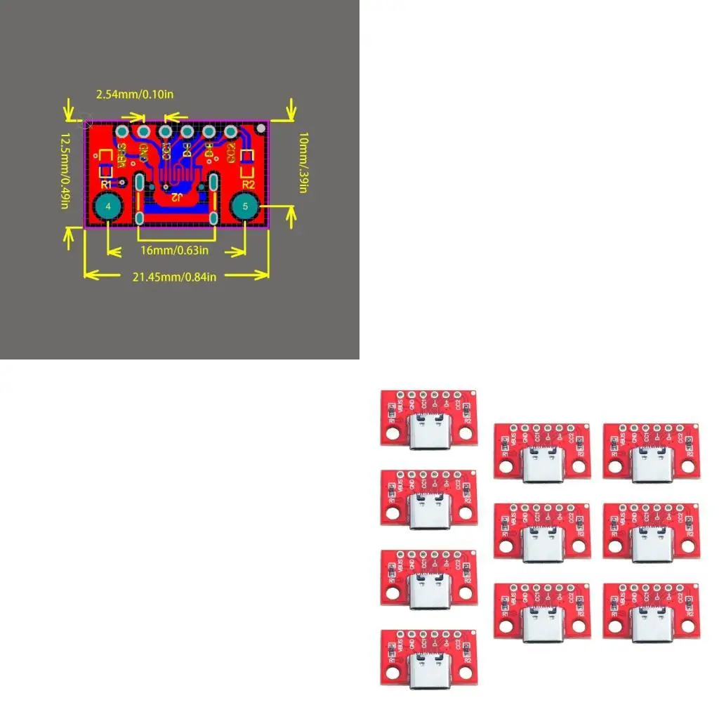 

652F 10pcs USB C Testing Poard поддерживает множество интерфейсов от 16p до 2,54 мм USB 3.1 PCB