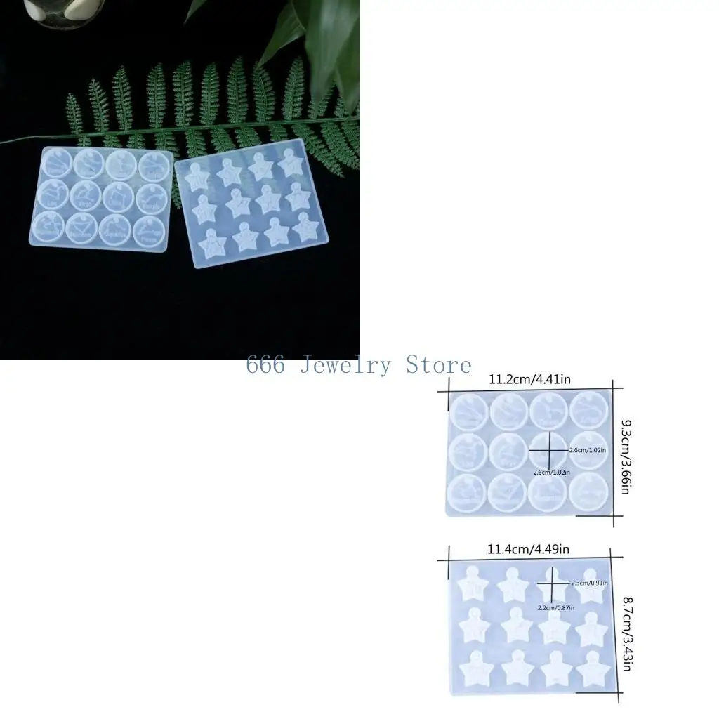 F2TD 12 Constellations Pendant Casting Silicone Mould Handmade DIY Hanging Ornaments Resin Mould UV Crystal Epoxy Resin Mold