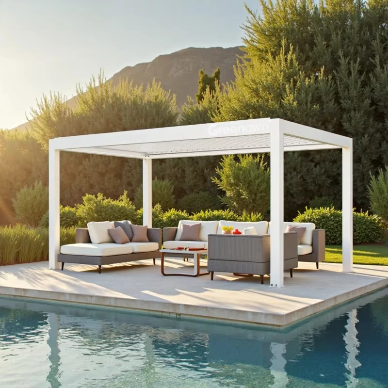 Outdoor Garden Adjustable Roof Pergola Aluminum Waterproof Sun Shelter System Pergola Gazebo