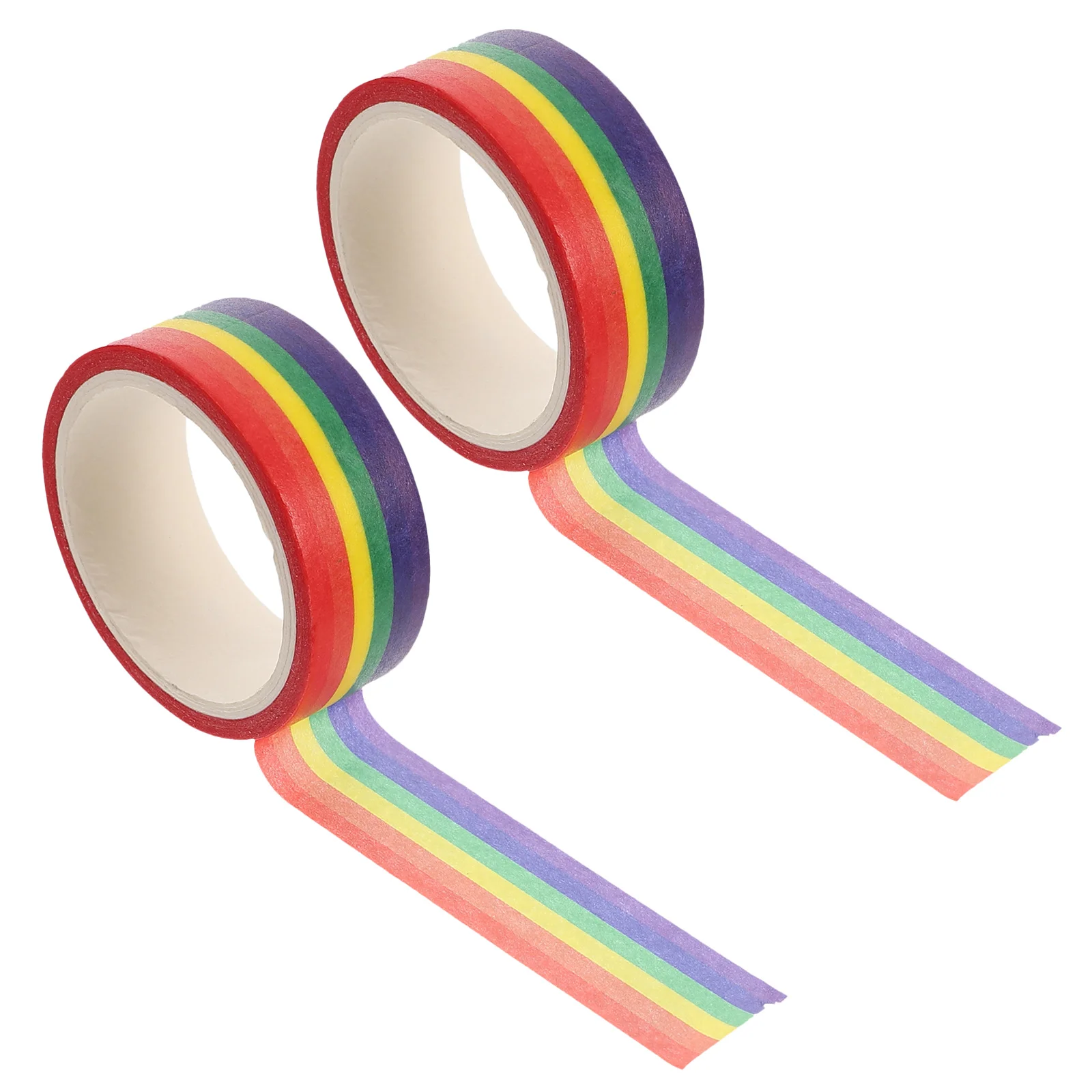 2pcs Washi Tape Rainbow Stripe 500Cm Long Decorative Masking Tape For Diy Craft Gift Wrapping Tearable Adhesive Multi-Purpose
