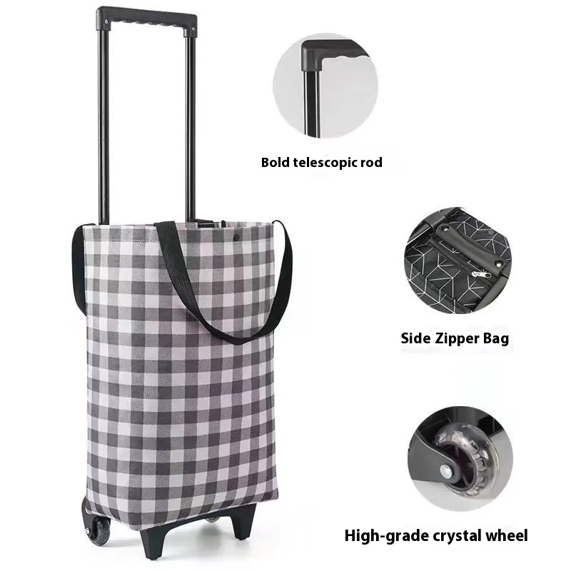 Shopping Cart Economic Outdoor Picnic Pull Trolley Portable Folding  with Wheels Retractable Waterproof Grocery Vegtable Bag