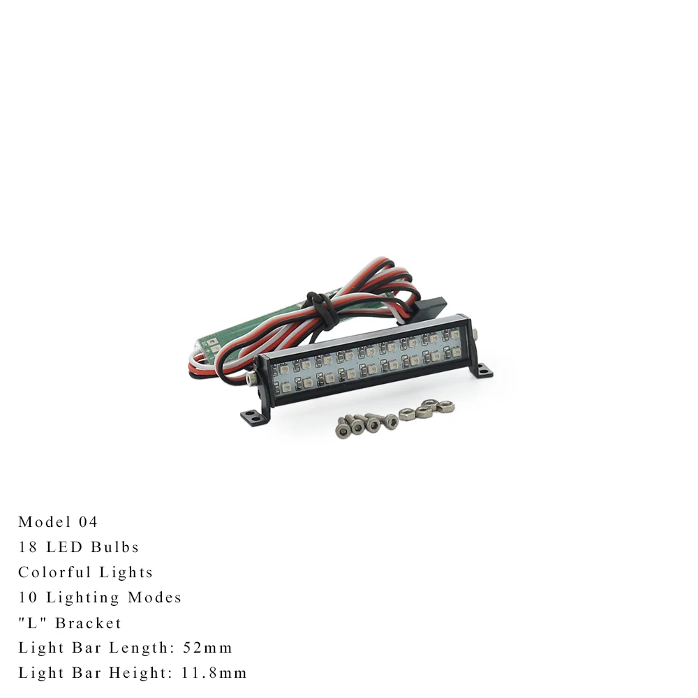 4.8-7.4V Dak Lamp Wit/Kleurrijke Led Licht Bar Voor Rc Crawler Auto X Maxx TRX4 Bronco 2021 SCX10 Capra RBX10 D90 Wpl C24