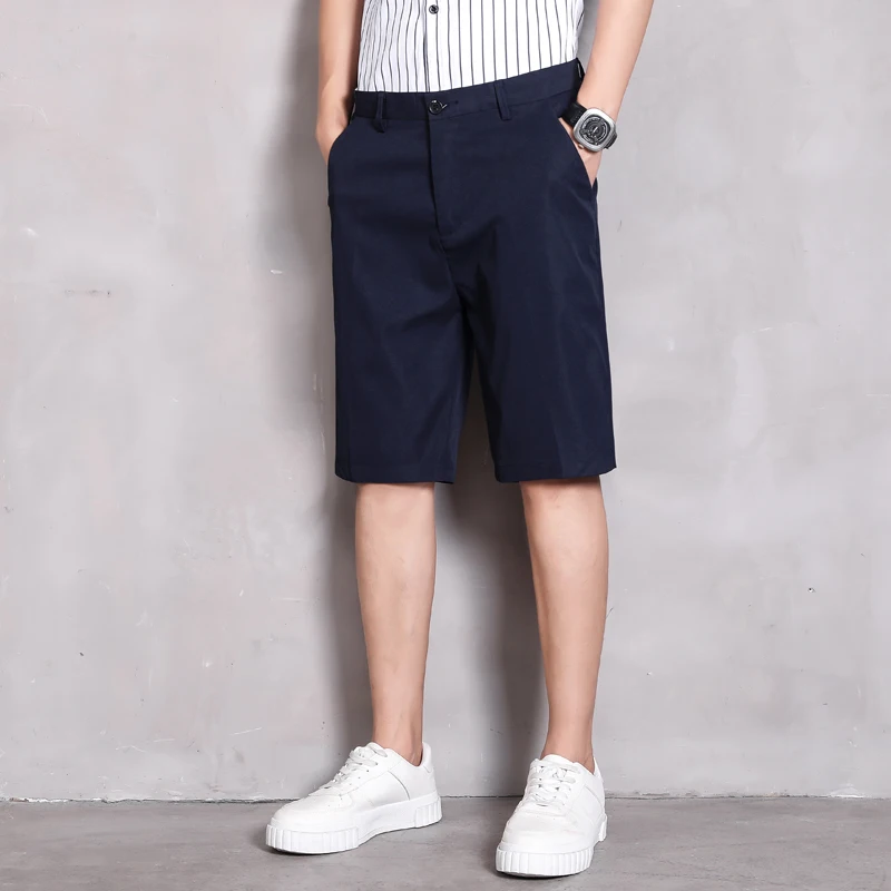 Stylish Straight Casual Shorts Korean Men's Clothing Youthful Vitality Solid Color Summer All-match Zipper Button Knee Pants New