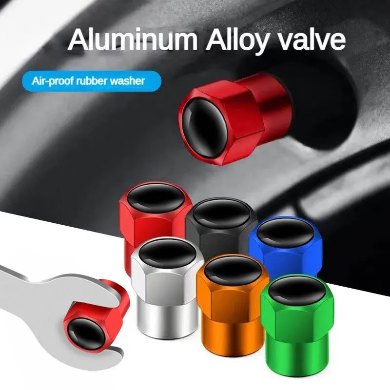 

4Pcs Aluminum Car Tire Stem Valve Caps Universal Car Stem Covers Car Dustproof Tire Cap for Cars Bike Bicycle Trucks Motorcycles