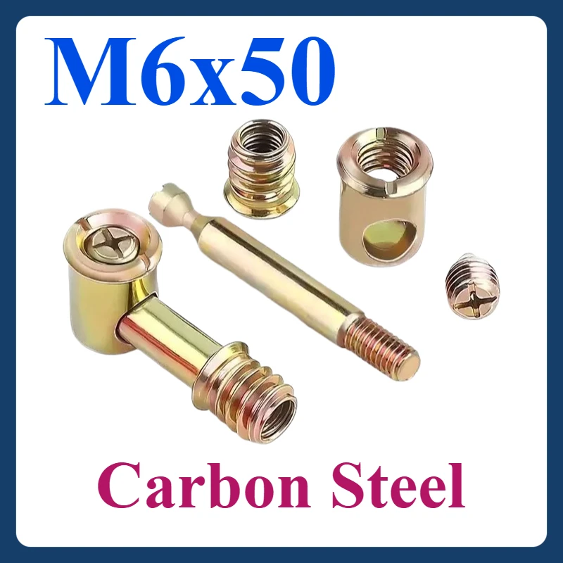 

M6(5pcs）Carbon steel Furniture Screws Furniture Four-in-One Connector Eccentric Wheel Accessories Assembled Hammer Screws