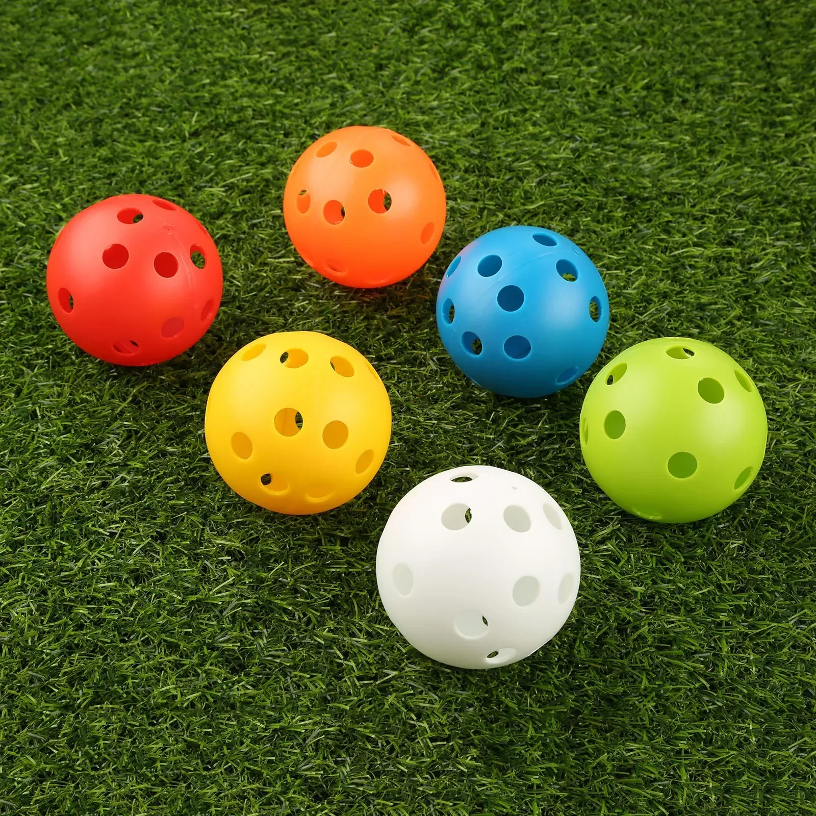 gohantee 10Pcs 72mm Golf Training Balls Plastic Airflow Hollow with Hole Golf Balls Outdoor Golf Practice Balls Accessories