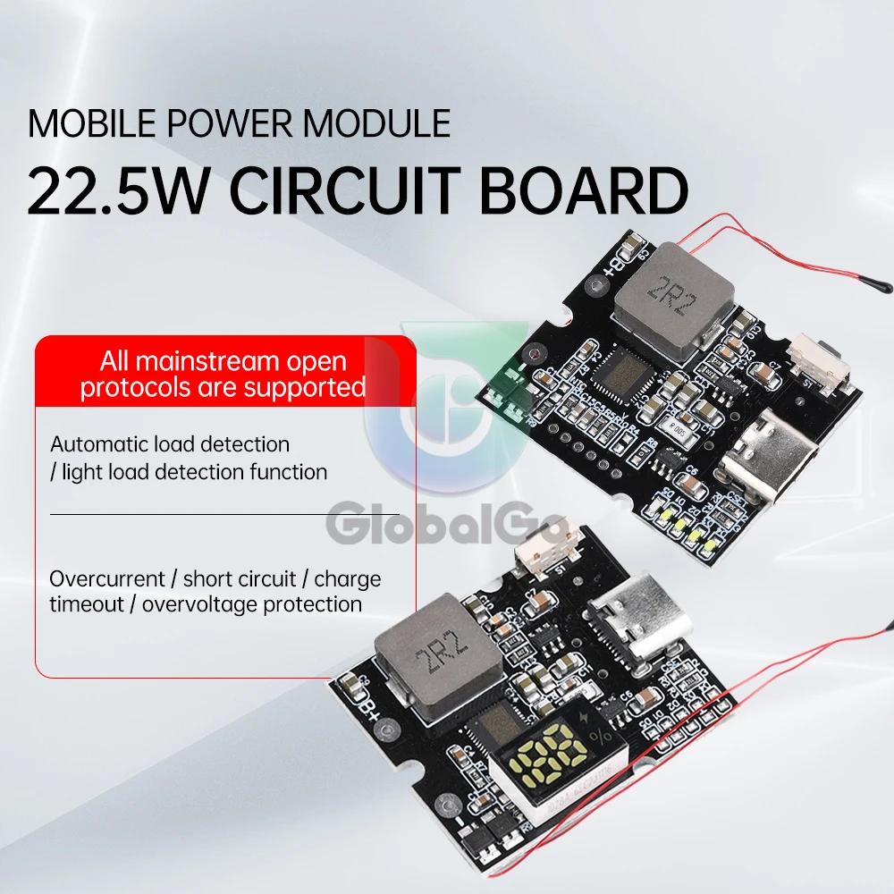 22.5W Power Bank Bidirectional Fast Charging Mobile Power Module Circuit Board With Digital/Light Type-C USB Suppor PD/QC3.0 2.0