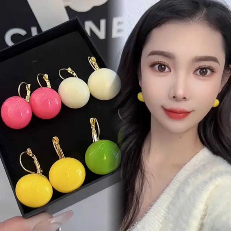 

Acrylic Candy-Colored Earrings with Ear Clips Unique Niche Design Spring/Summer Fresh Green Earrings Women's Ear Jewelry