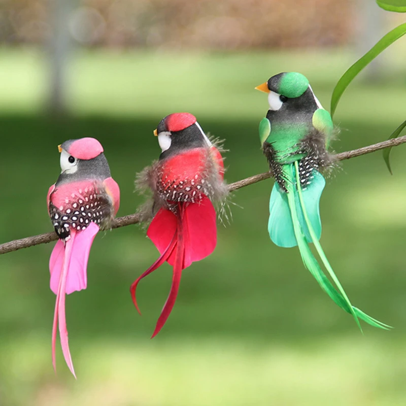 1pcs Dazzling Handmade Simulation Bird Swallow Tail Bird Clip Plant-decorated Artificial Bird Handicrafts For Ornament