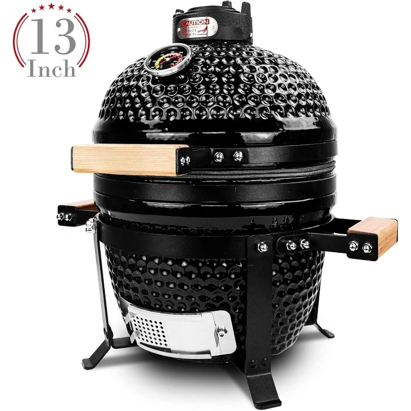 Ceramic BBQ Charcoal Grill Portable Tabletop BBQ Grill with Stainless Steel Grates