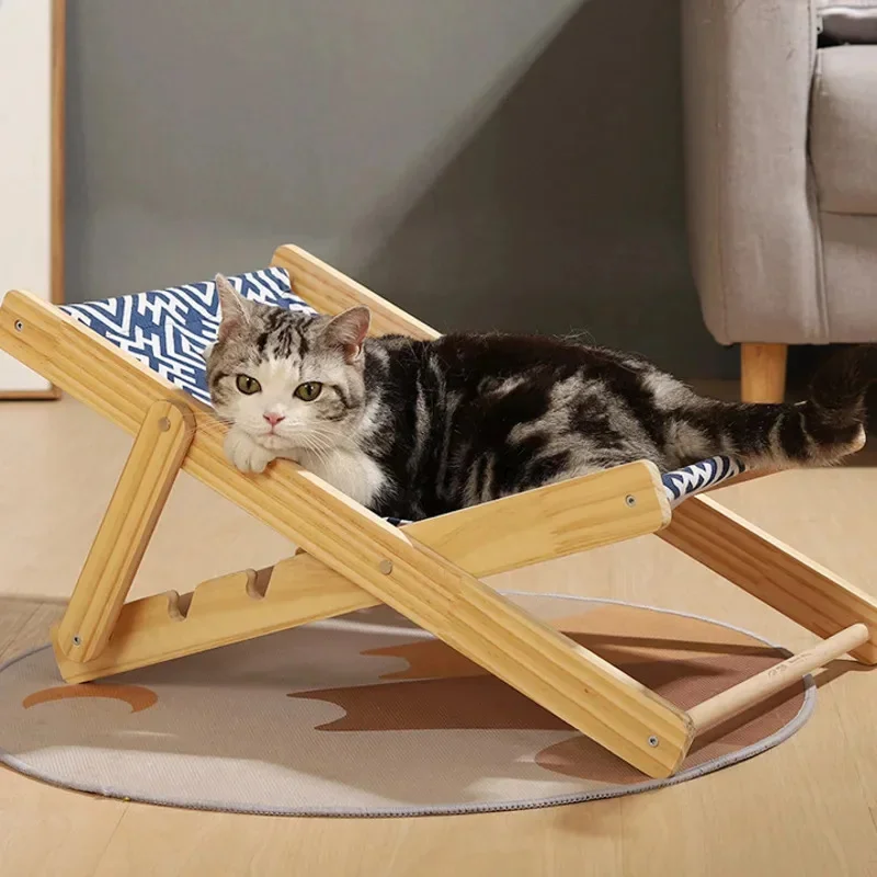 Folding Cat Chair Pet Sisal Bed Adjustable Recliner Wooden Portable Puppy Sleeping Nest House Comfort Nestapply Cat Dog Sofa