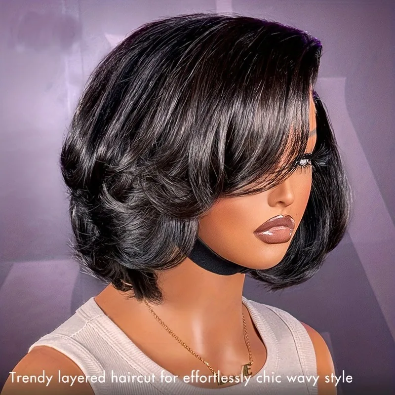 Perucas sem cola cabelo humano bob em linha reta perucas dianteiras do laço do cabelo humano para iniciantes perucas sem cola 13x4 fechamento do laço peruca de cabelo humano fo