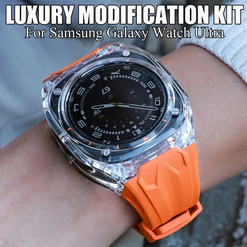 Imagen 1 del producto Kit de modificación para Samsung Galaxy Watch Ultra, correa deportiva + funda, pulsera para Galaxy Watch Ultra, Kit Mod transparente de 47mm