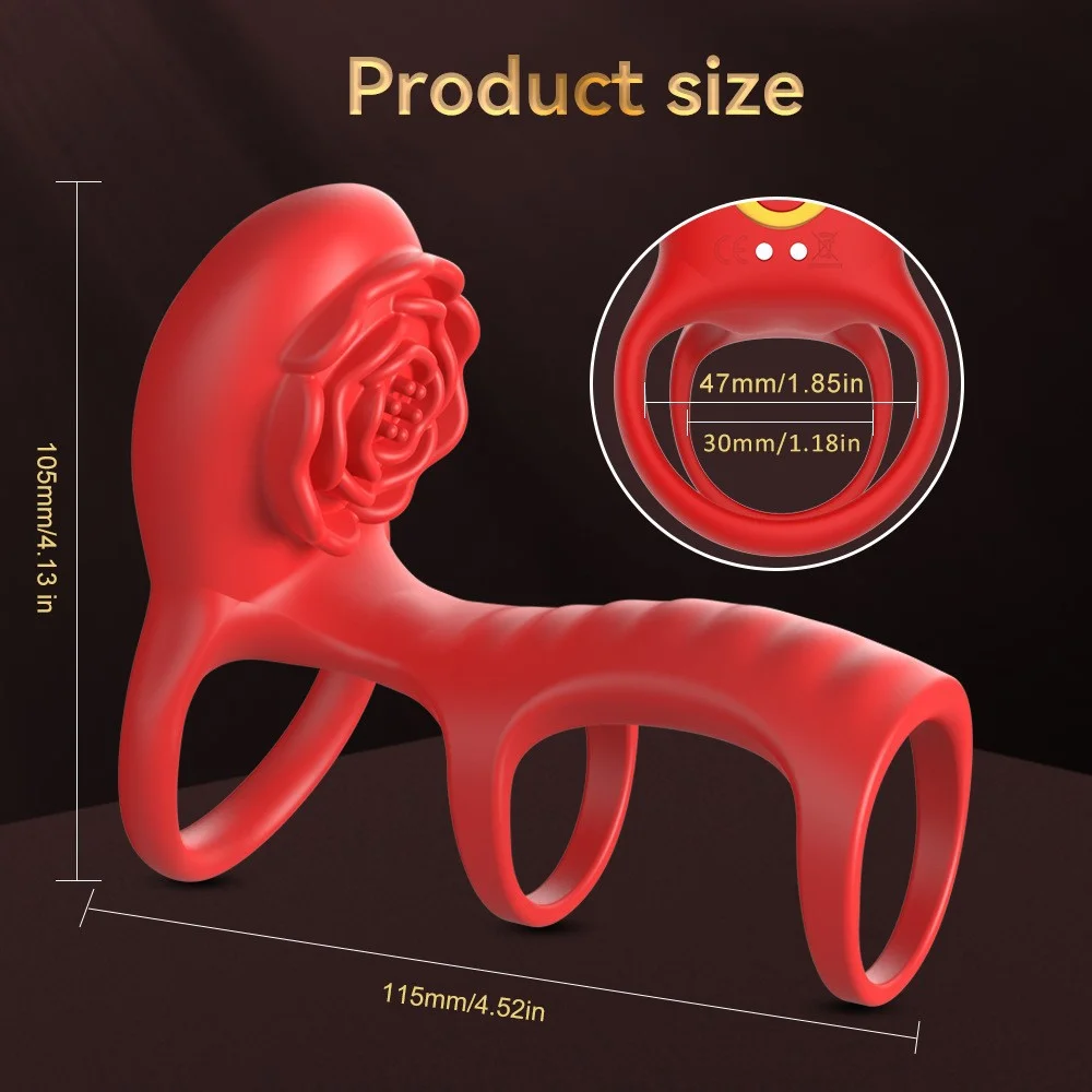 Rose Three-Section Locking Precision Ring Remote Control Silicone Vibration Ring Men's 9-Frequency Couple Resonance Products view 4